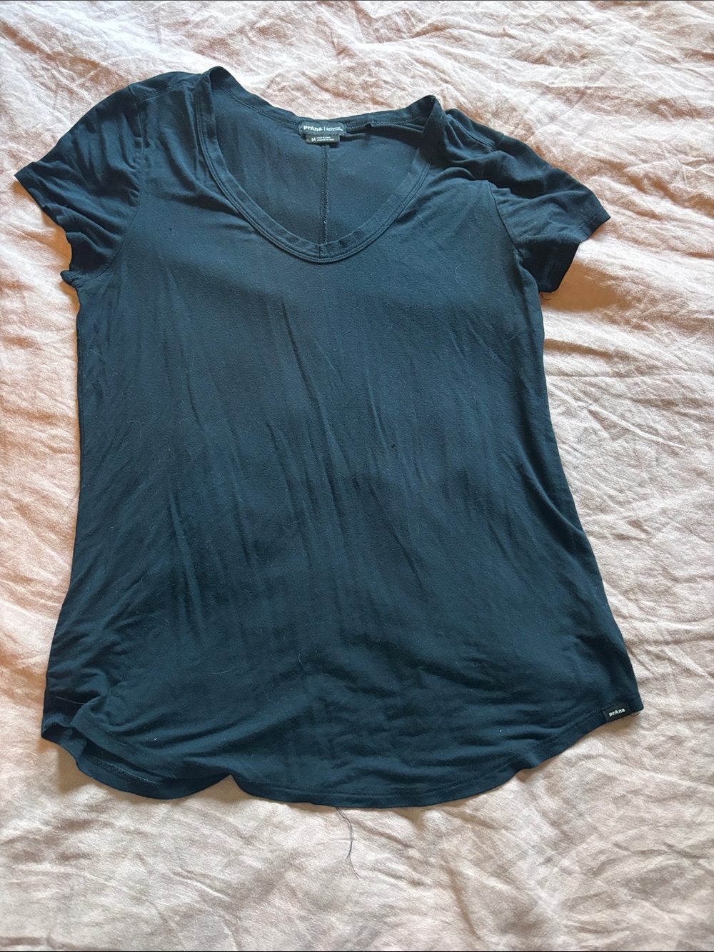 Prana Black Short Sleeve V-Neck Tee